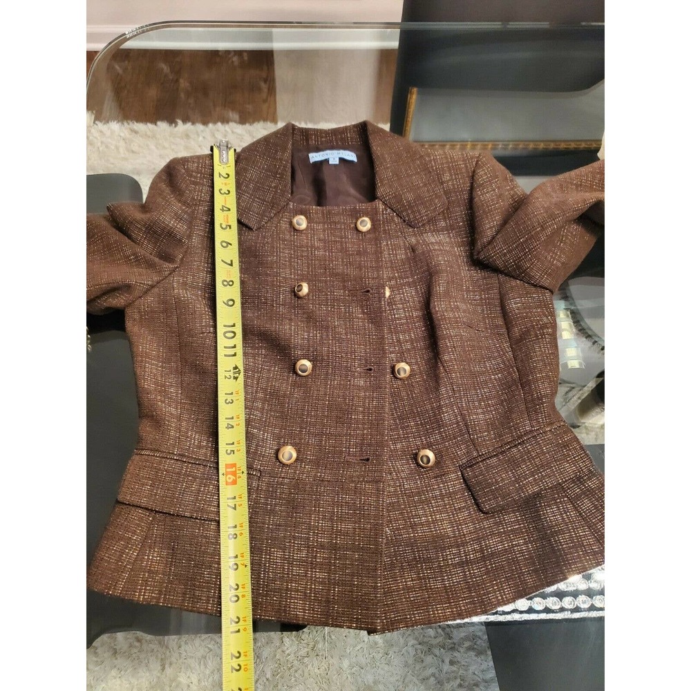 Antonio Melani Women Brown Polyester Long Sleeve Double Breasted Blazer Size 6 - Picture 11 of 11